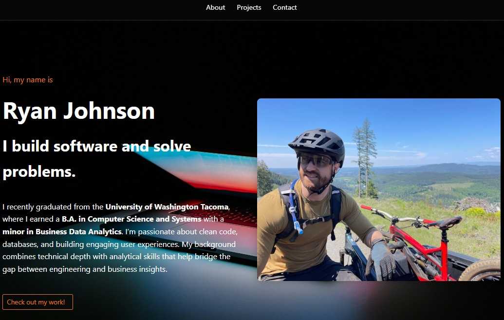 Screenshot of my portfolio website
